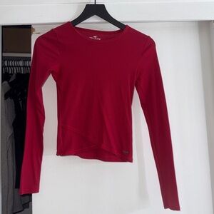 Hollister Red Long Sleeve Crossover Tee